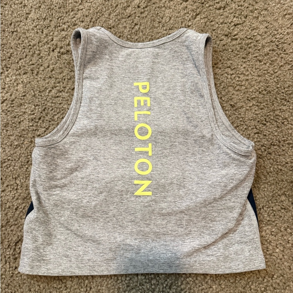 Peloton Heather Gray Tank Top with Yellow Logo